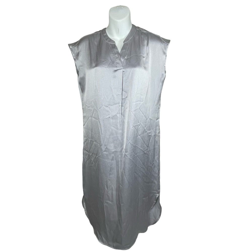 Banana Republic Factory Slip Sheath Dress Petite XS Silver Short Sleeve – No Bel